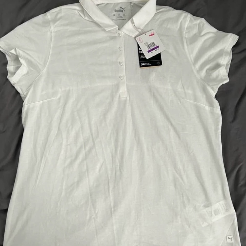 Puma White Fitted Button Polo Shirt